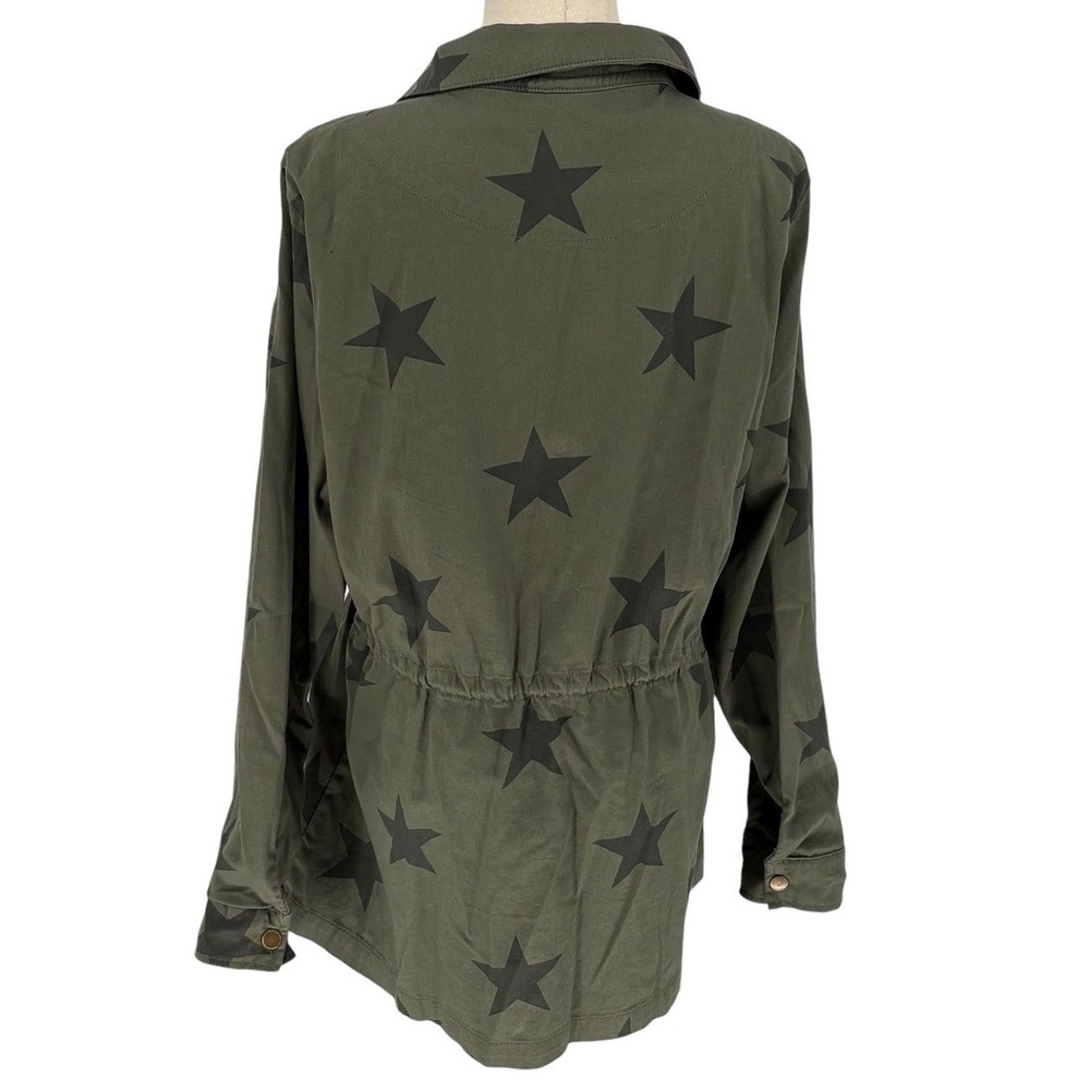 Knox Rose‎ Utility Jacket Olive Green Black Star Print Drawstring Waist Large - Picture 2 of 7